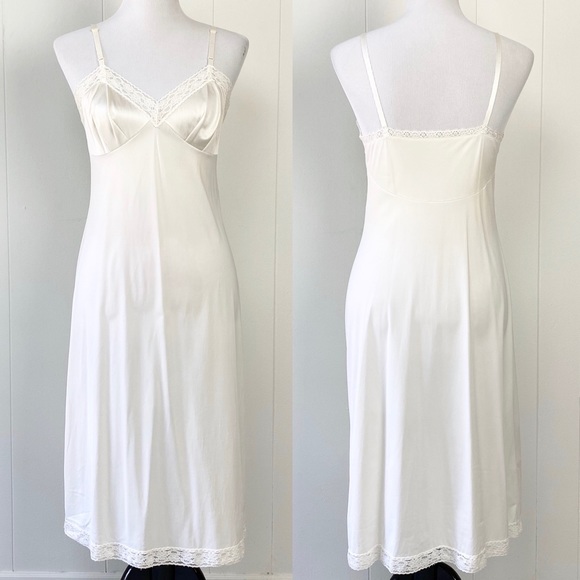 Vintage Sz. 34 White Lace Slip Dress Nightie